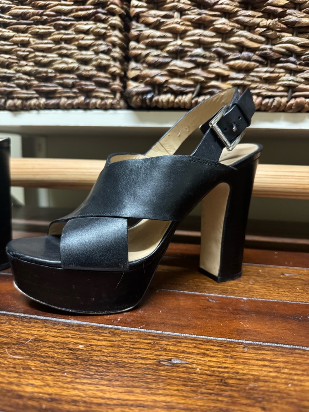 Michael Kors Women’s Black Platform Slingback Heels